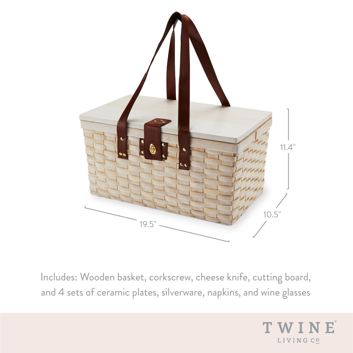 Twine Living Tahoe Cream Picnic Basket for Four - lily & onyx