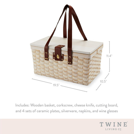 Twine Living Tahoe Cream Picnic Basket for Four - lily & onyx