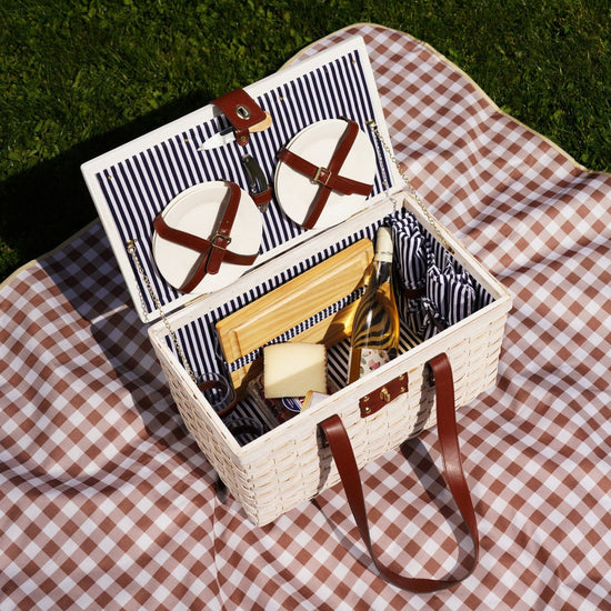 Twine Living Tahoe Cream Picnic Basket for Four - lily & onyx