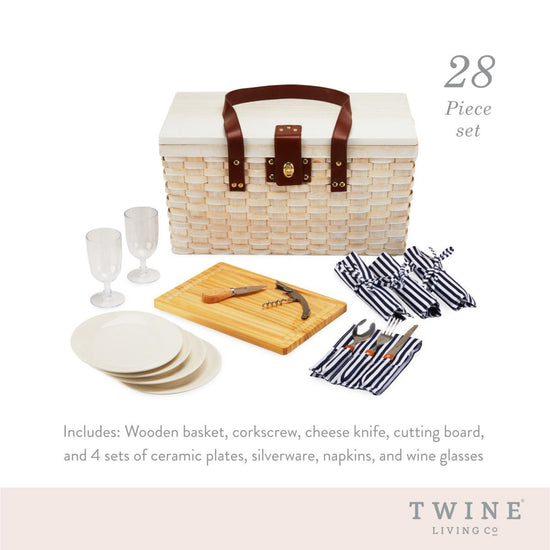 Twine Living Tahoe Cream Picnic Basket for Four - lily & onyx