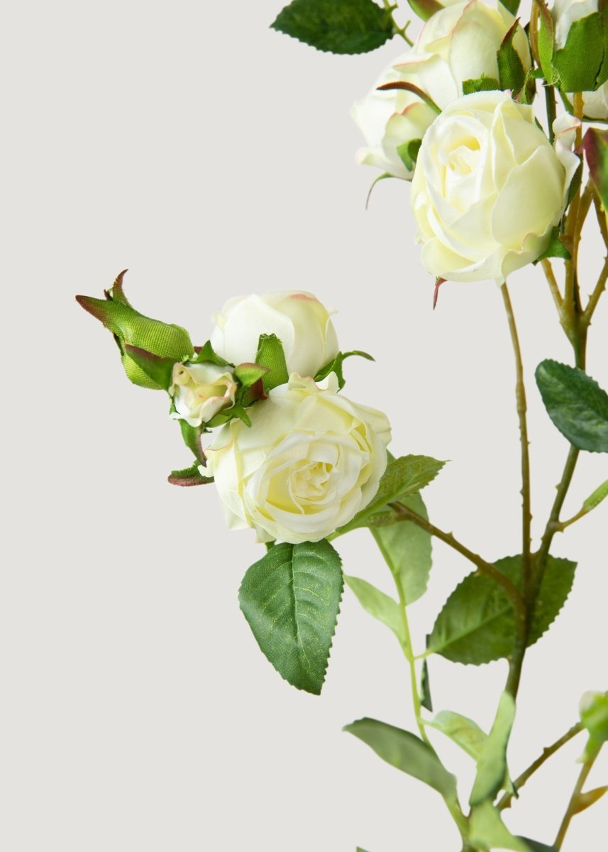 Afloral Tall Artificial Rose Branch in Cream White - 44" - lily & onyx