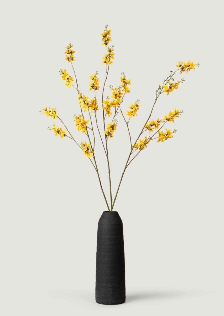 Afloral Tall Ceramic Branch Vase in Matte Black Glaze - 18.5