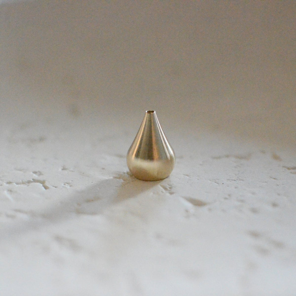 CEDAR AND MYRRH Tall Waterdrop Brass Incense Holder - lily & onyx