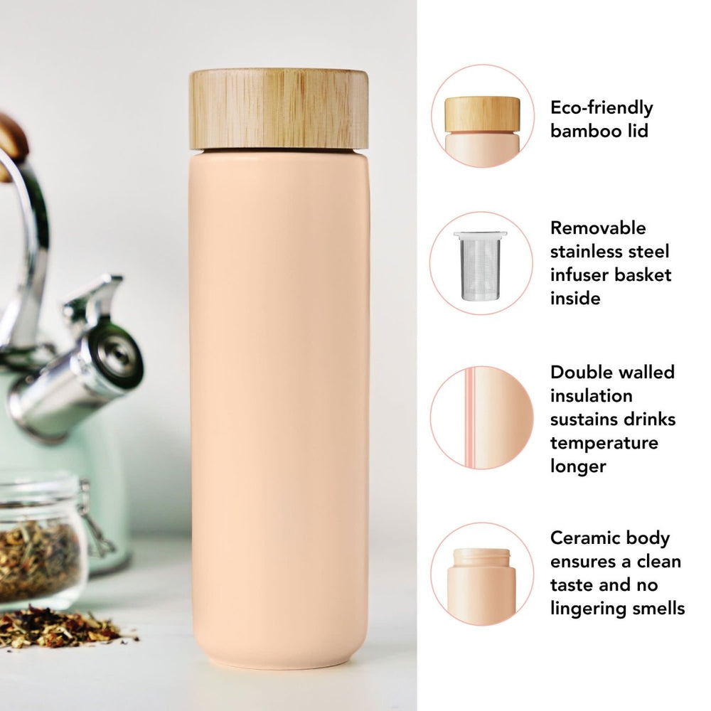
                      
                        Pinky Up Tea Tatyana Ceramic To - Go Infuser Mug in Coral - lily & onyx
                      
                    