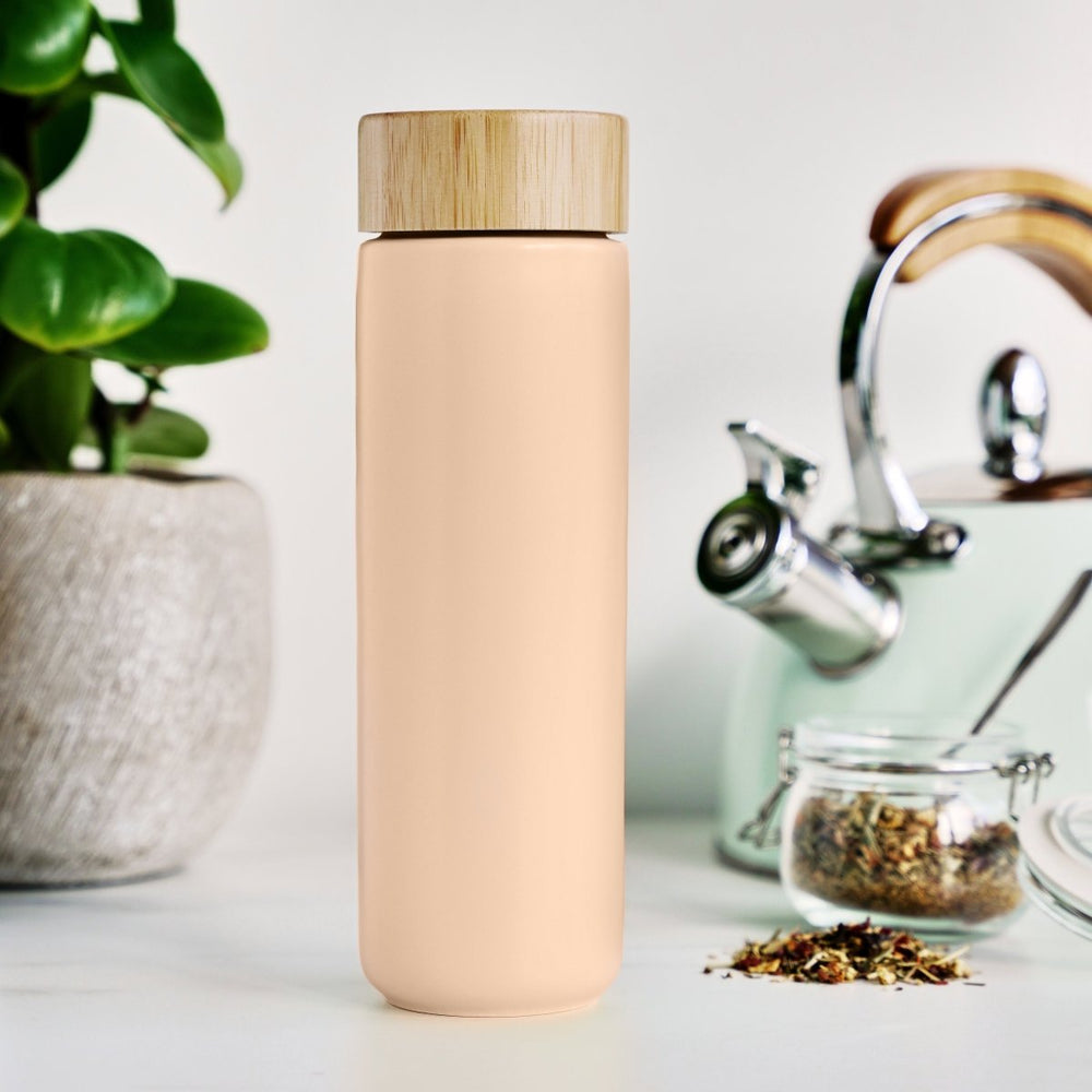 Pinky Up Tea Tatyana Ceramic To - Go Infuser Mug in Coral - lily & onyx
