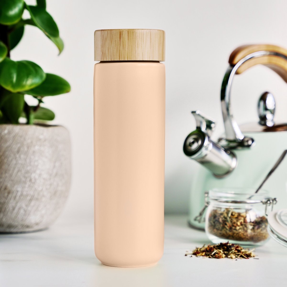 Pinky Up Tea Tatyana Ceramic To - Go Infuser Mug in Coral - lily & onyx