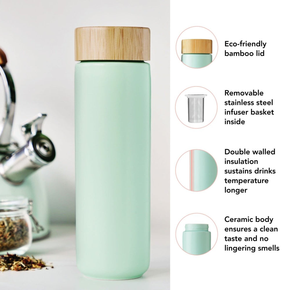 
                      
                        Pinky Up Tea Tatyana Ceramic To - Go Infuser Mug in Turquoise - lily & onyx
                      
                    