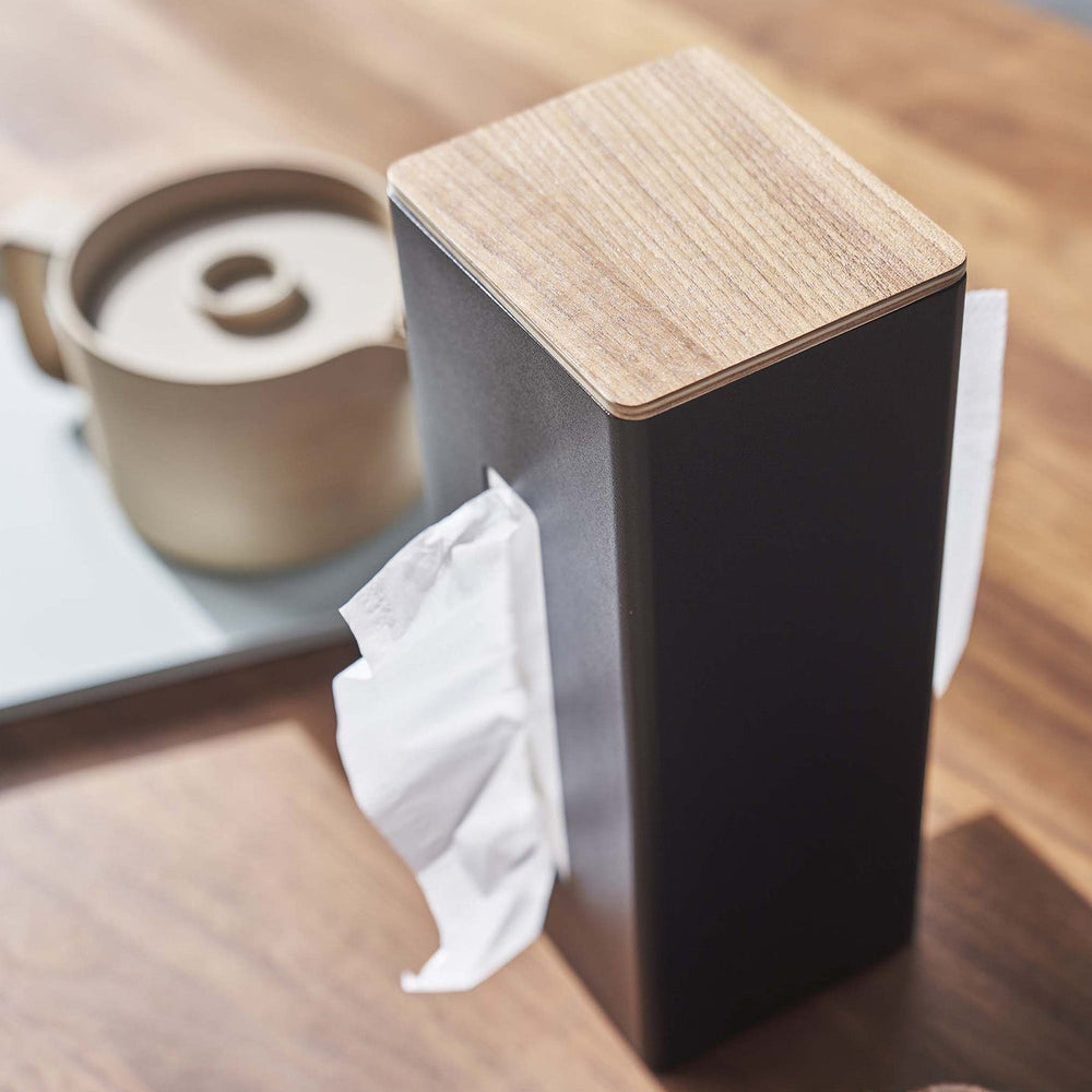 
                      
                        Two-Sided Steel & Wood Tissue Case
                      
                    