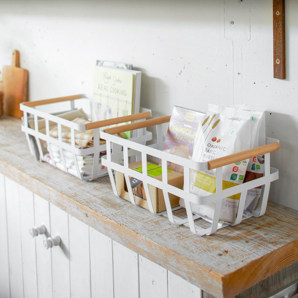 
                      
                        Steel Sorage Basket with Wood Handles, Medium
                      
                    