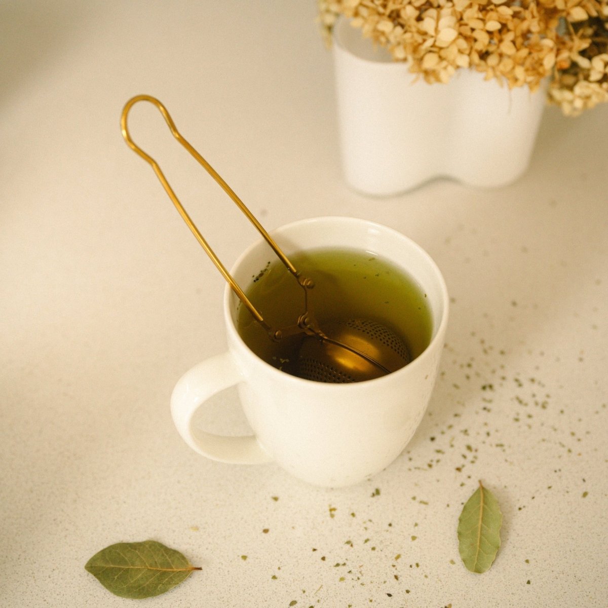 Bamboo Switch Tea Strainer Filter | Stainless Steel - lily & onyx