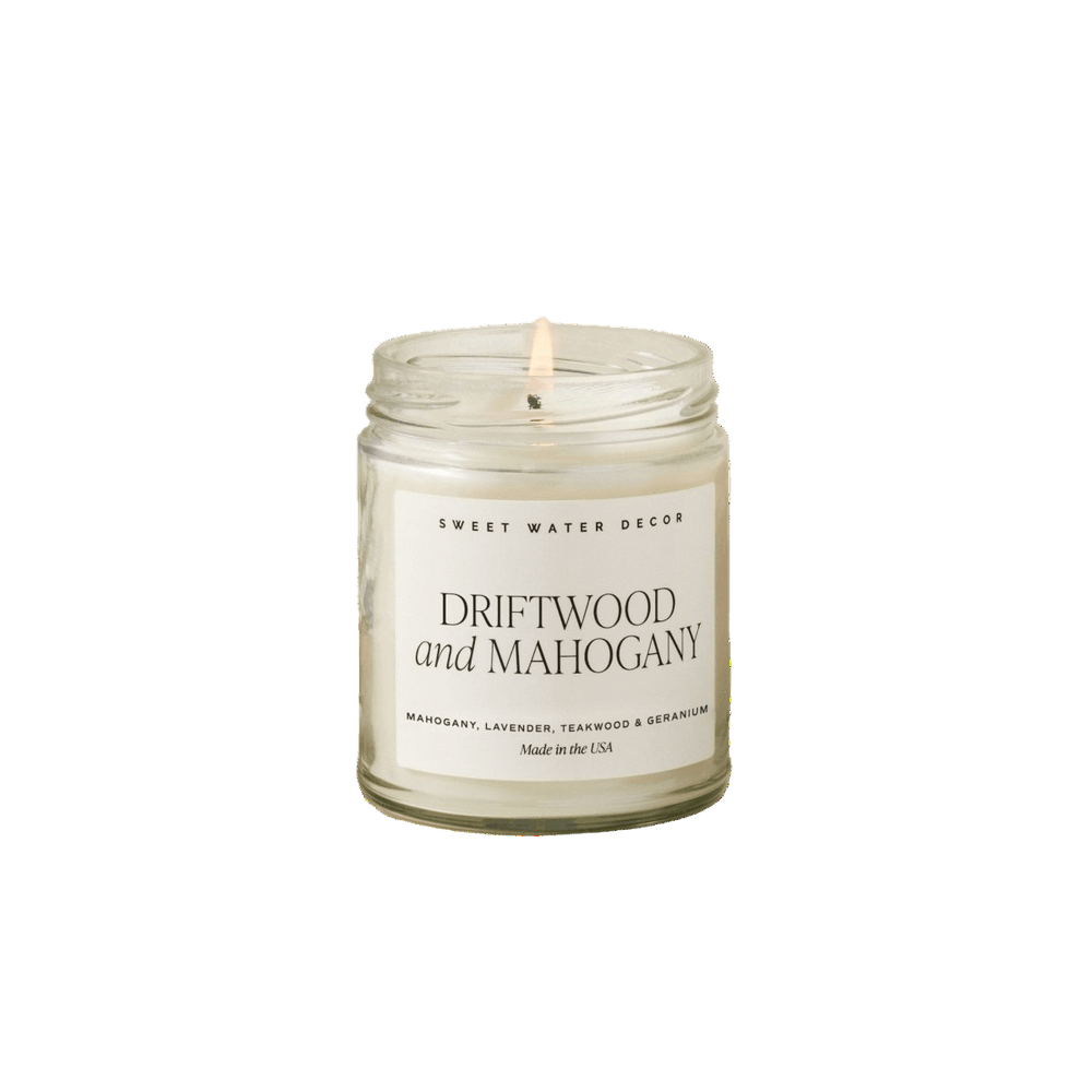 Sweet Water Decor Teakwood and Mahogany Soy Candle - Clear Jar - 9 oz