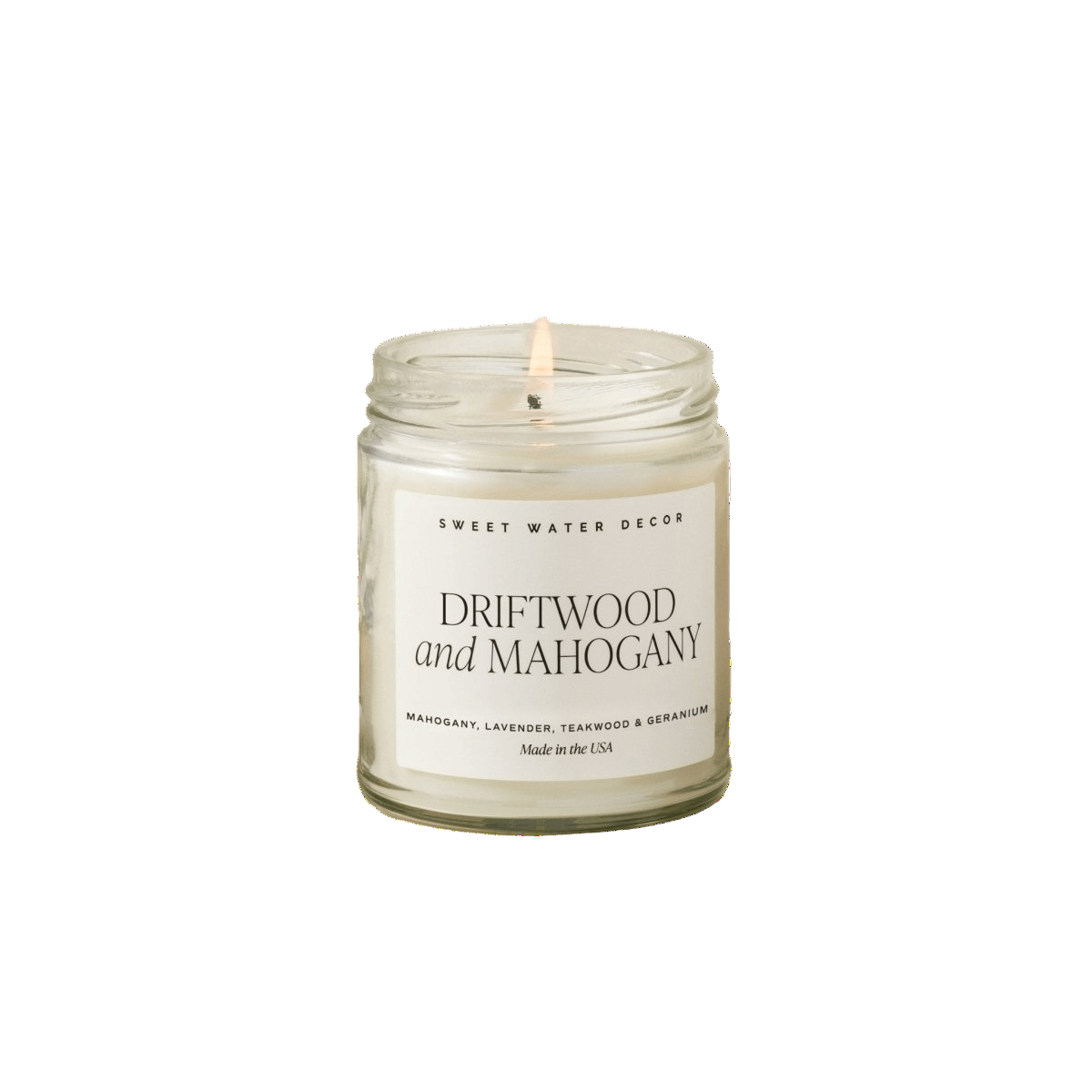 Sweet Water Decor Teakwood and Mahogany Soy Candle - Clear Jar - 9 oz