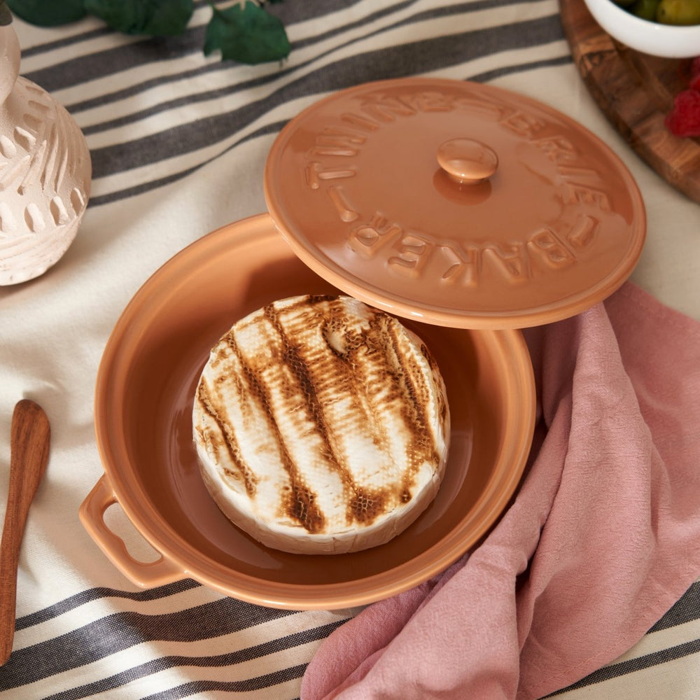 Twine Living Terra Cotta Brie Baker with Wood Spreader - lily & onyx