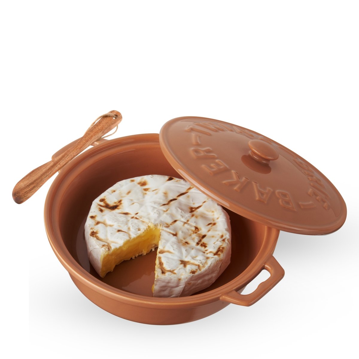 Twine Living Terra Cotta Brie Baker with Wood Spreader - lily & onyx