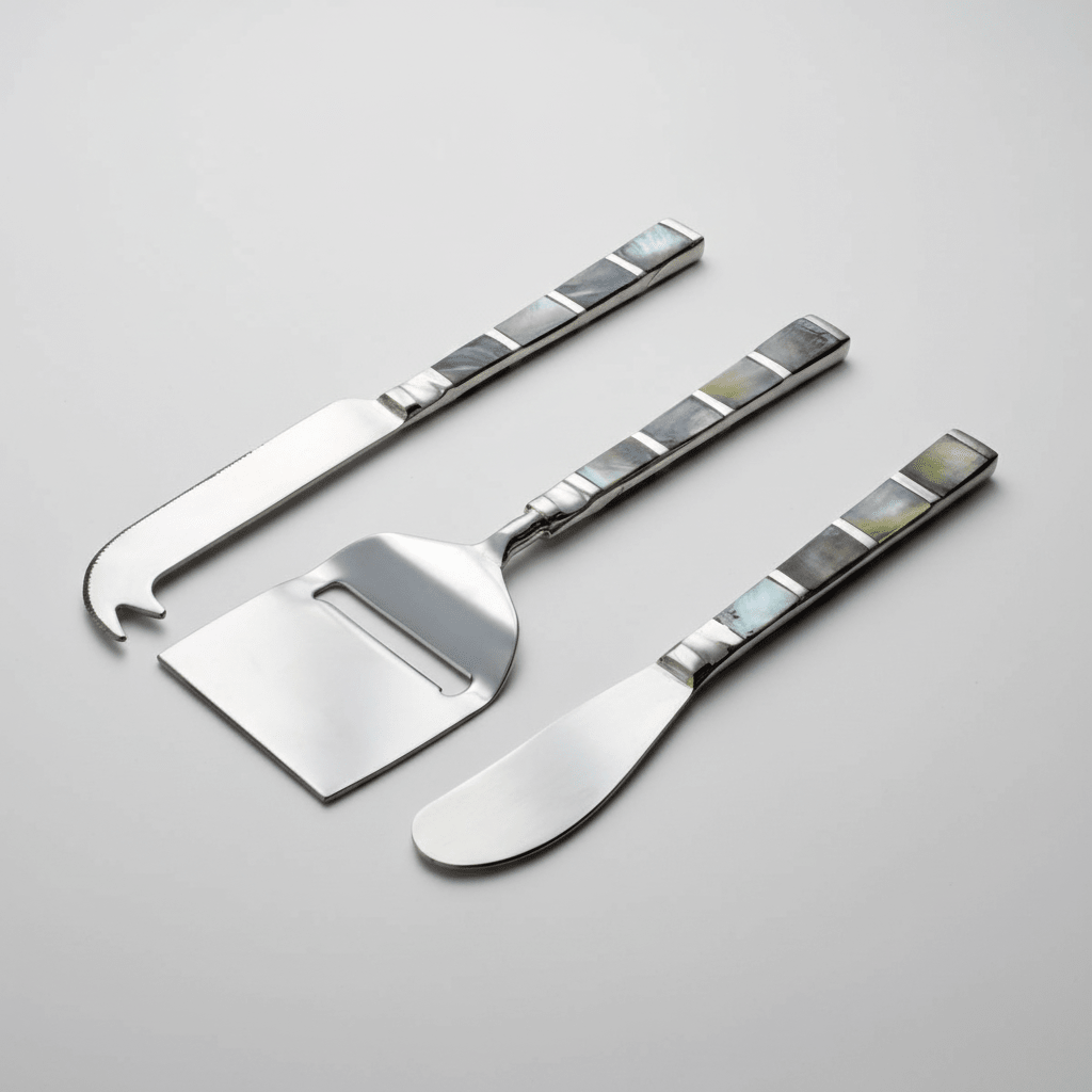 texxture Abalon™ Artisan Forged Mother of Pearl & Stainless Steel Cheese Knives, Set of 3