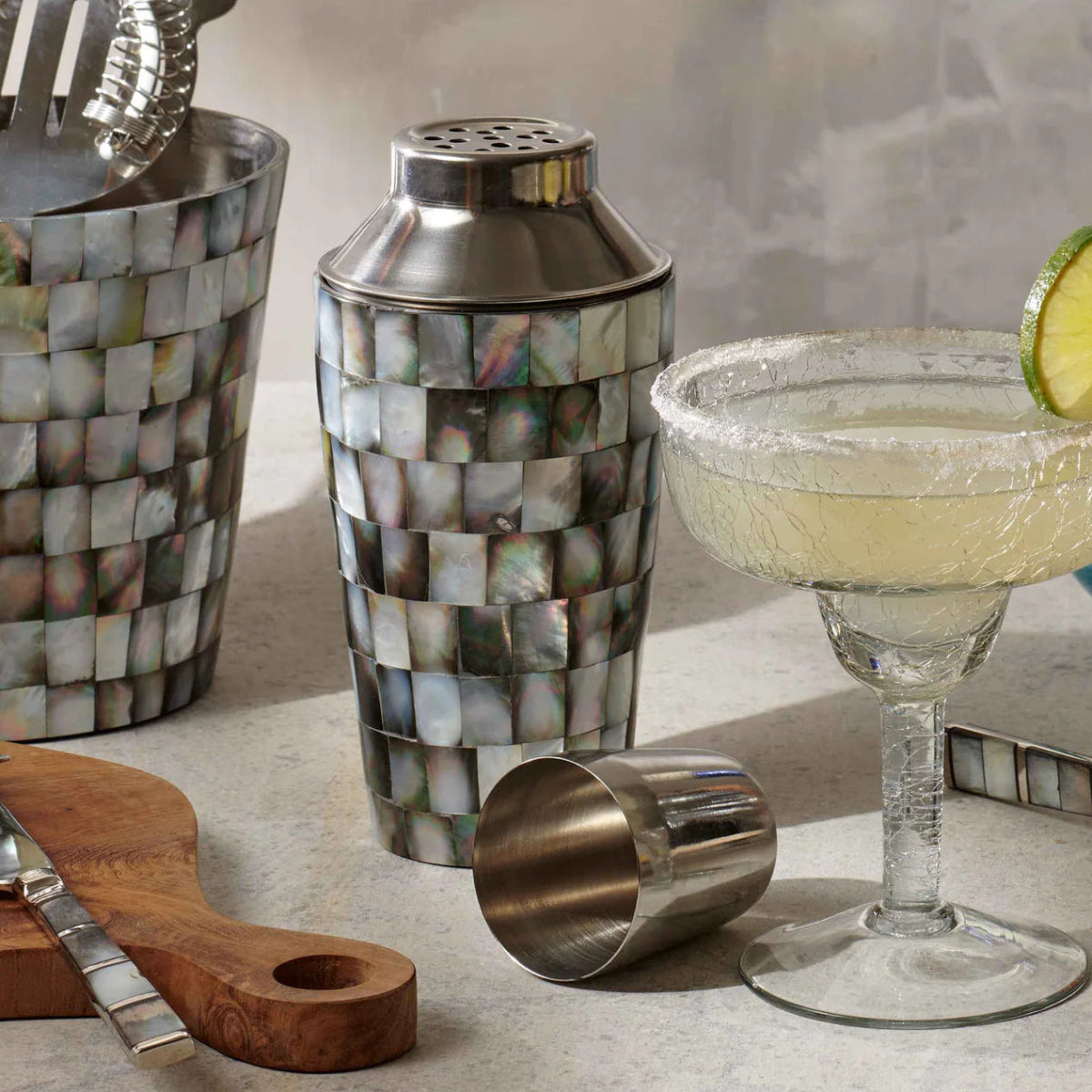 texxture Abalon™ Mother of Pearl Cocktail Shaker - Stainless Steel, 500ml