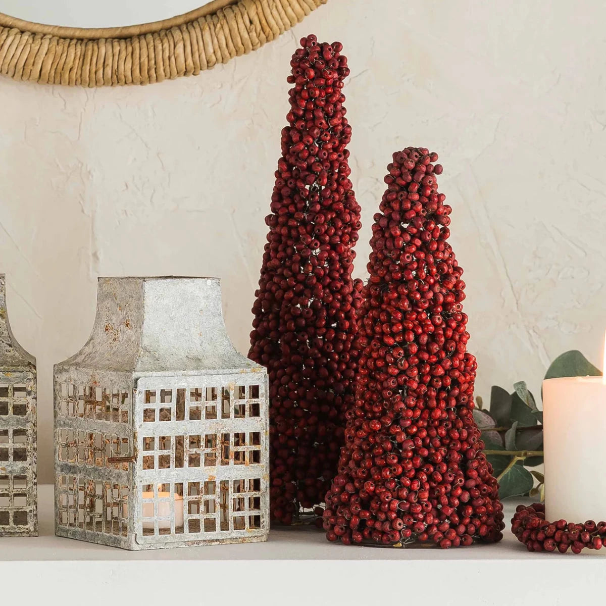 texxture Amora™ Red Wood Bead Tree - Handwoven 11.8" Tabletop Decor