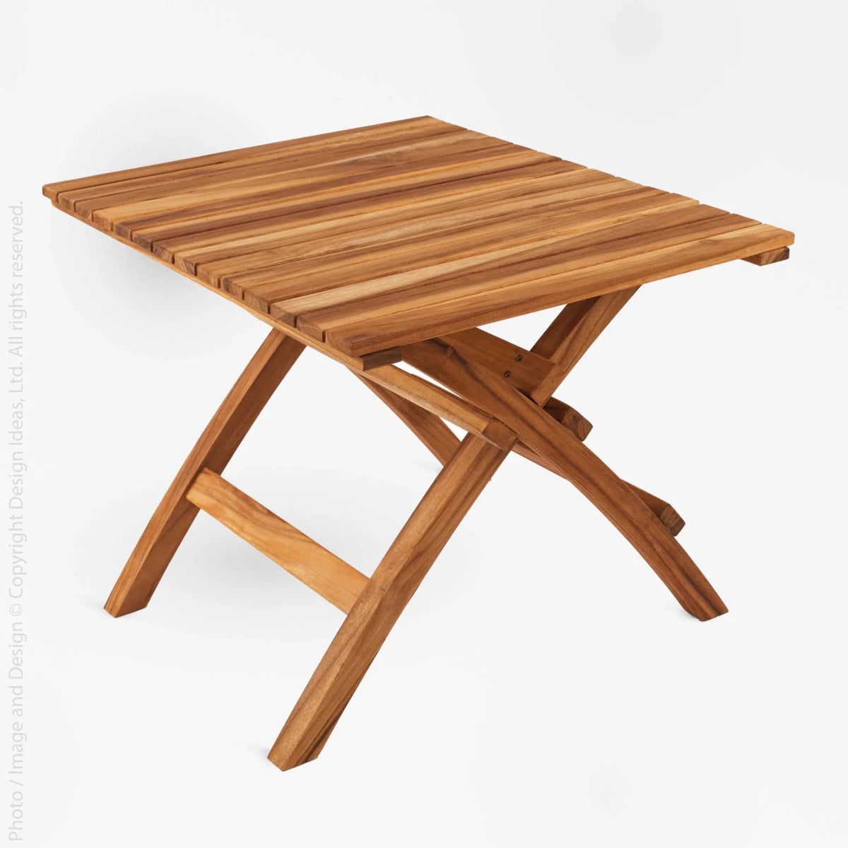 texxture Barcelona™ Folding Teak Outdoor Side Table | Sustainably Sourced Laotian Teak