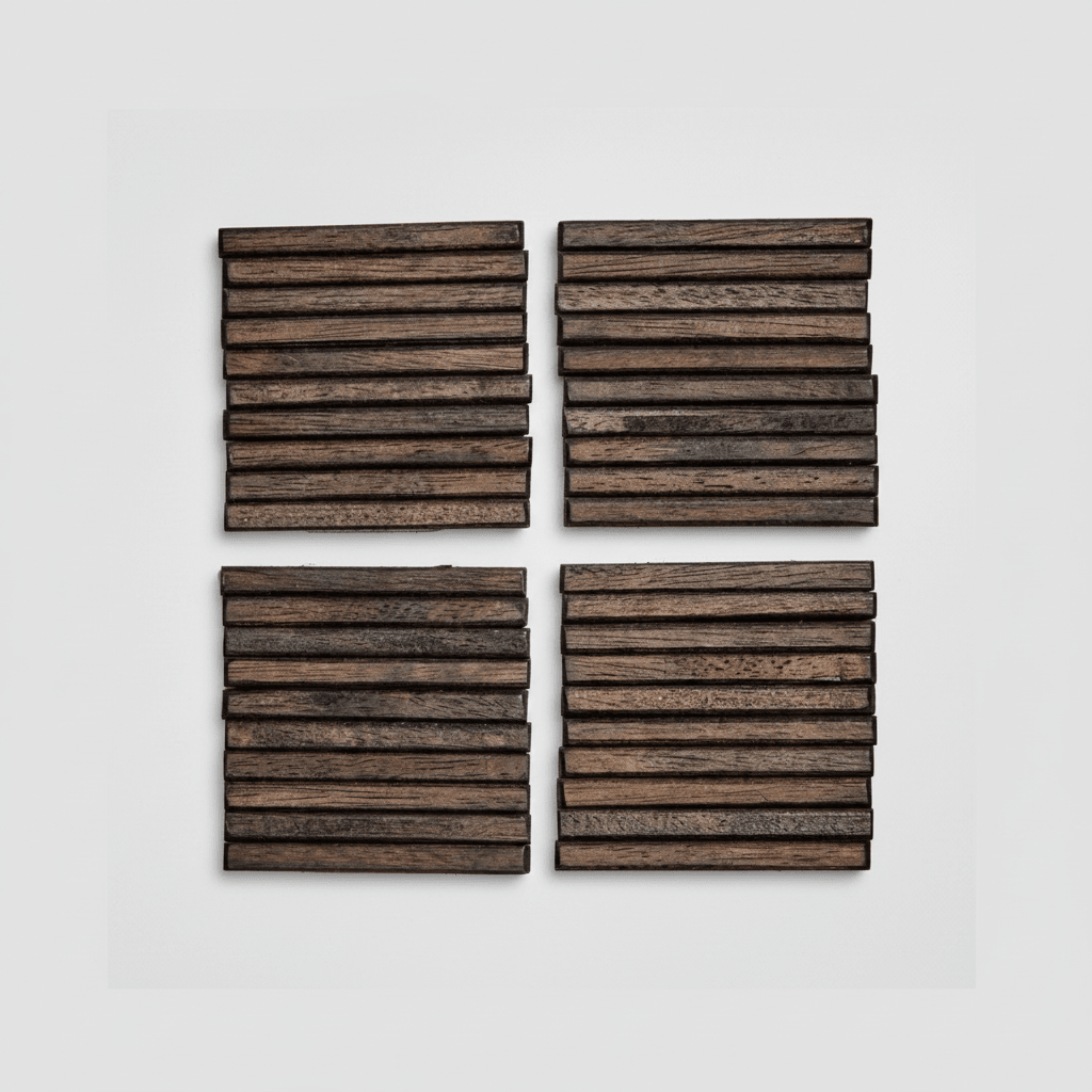 texxture Burwell™ Hand-Cut & Tied Rubberwood Coasters, Set of 4
