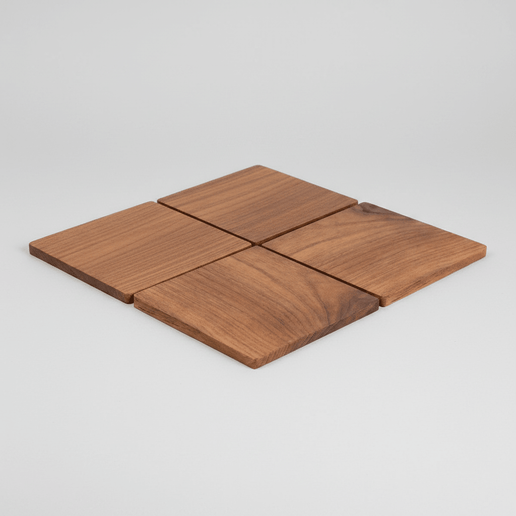 texxture Chiku™ Sanded Teak Coasters, Set of 4