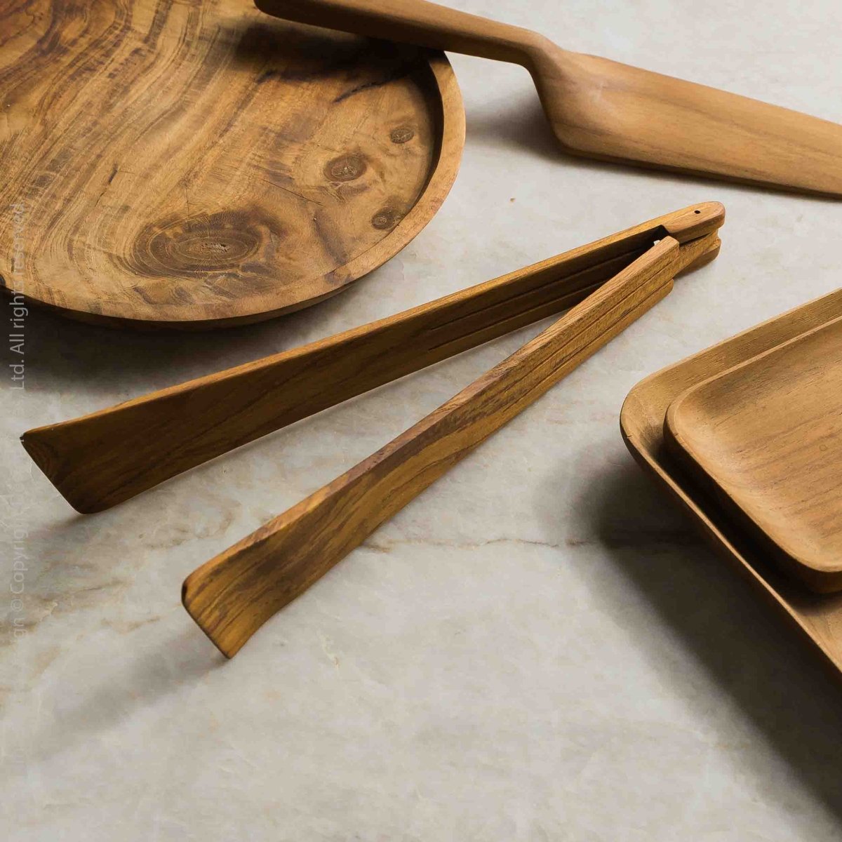 texxture Chiku™ Teak Wood Flat Tongs