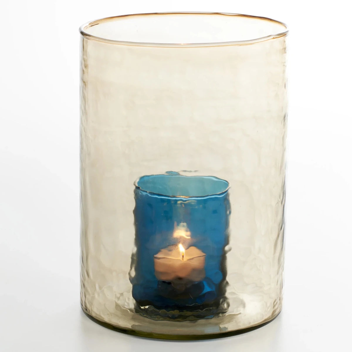 texxture Iris™ Mouth-Blown Glass Candle Holder | Two-Tone Colorway Design
