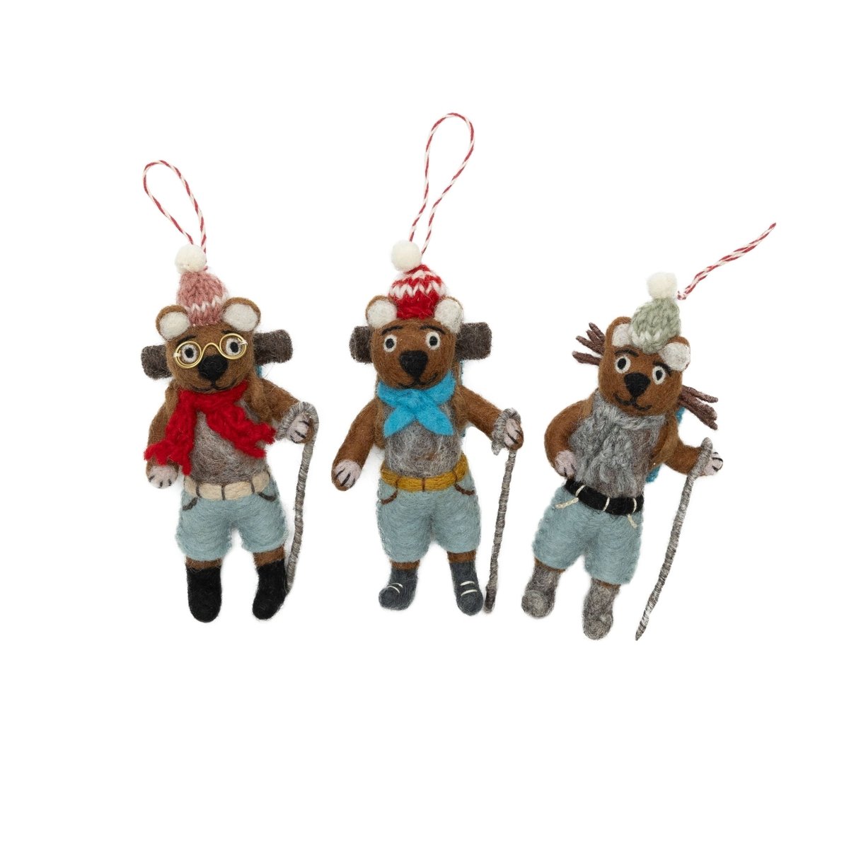 texxture Lilliput™ Hiking Bear Ornaments, Set of 3