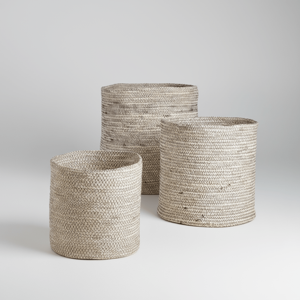texxture Melia™ Woven Jute Baskets, White - Set of 3