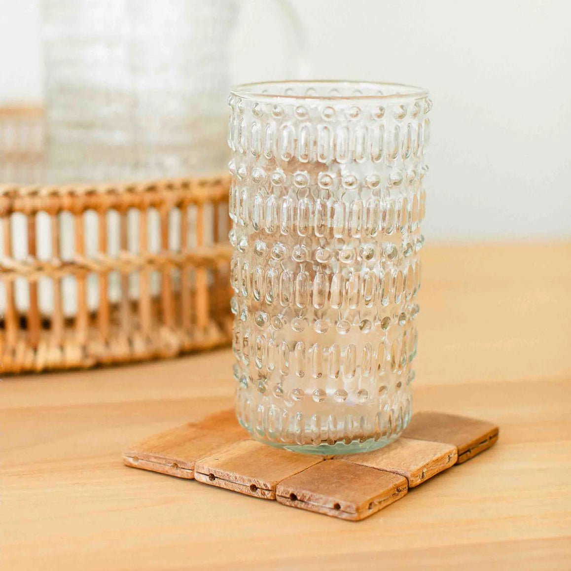 texxture Morse™ Highball Glass Tumbler - 18oz Recycled Glass with Textured Pattern