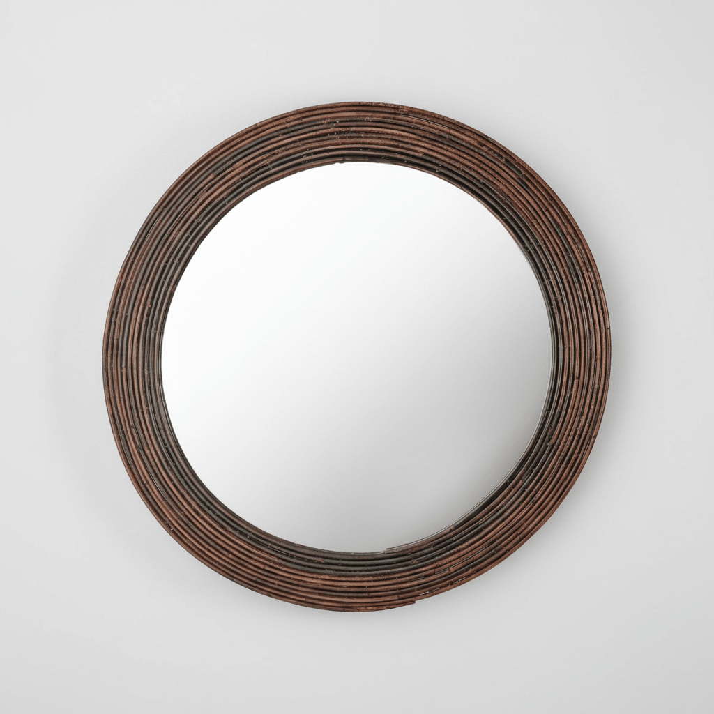 texxture Nevari Round Rattan Wall Mirror, 23.5"