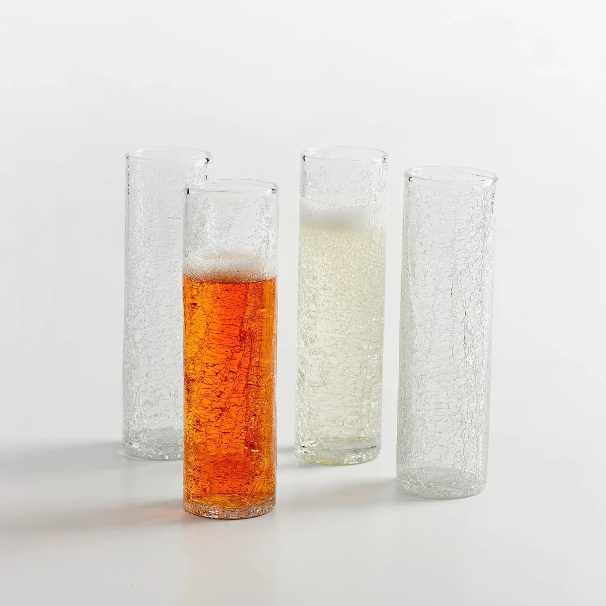 texxture Norwell™ Mouth-Blown Crackled Glass Champagne Flute, Set of 4