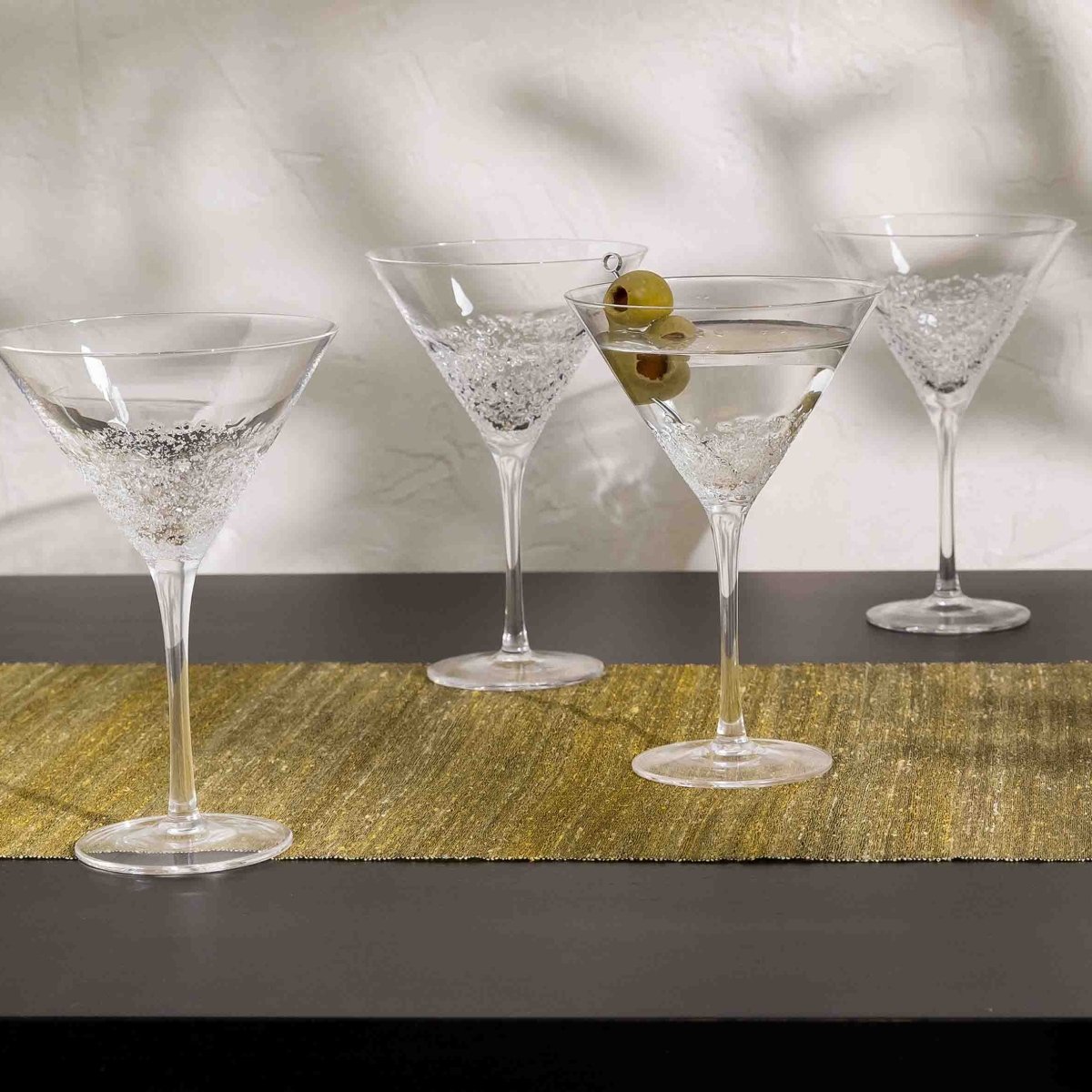 texxture Nuuk™ Martini Glass, Set of 4 | Crystal-Embedded Glass Design