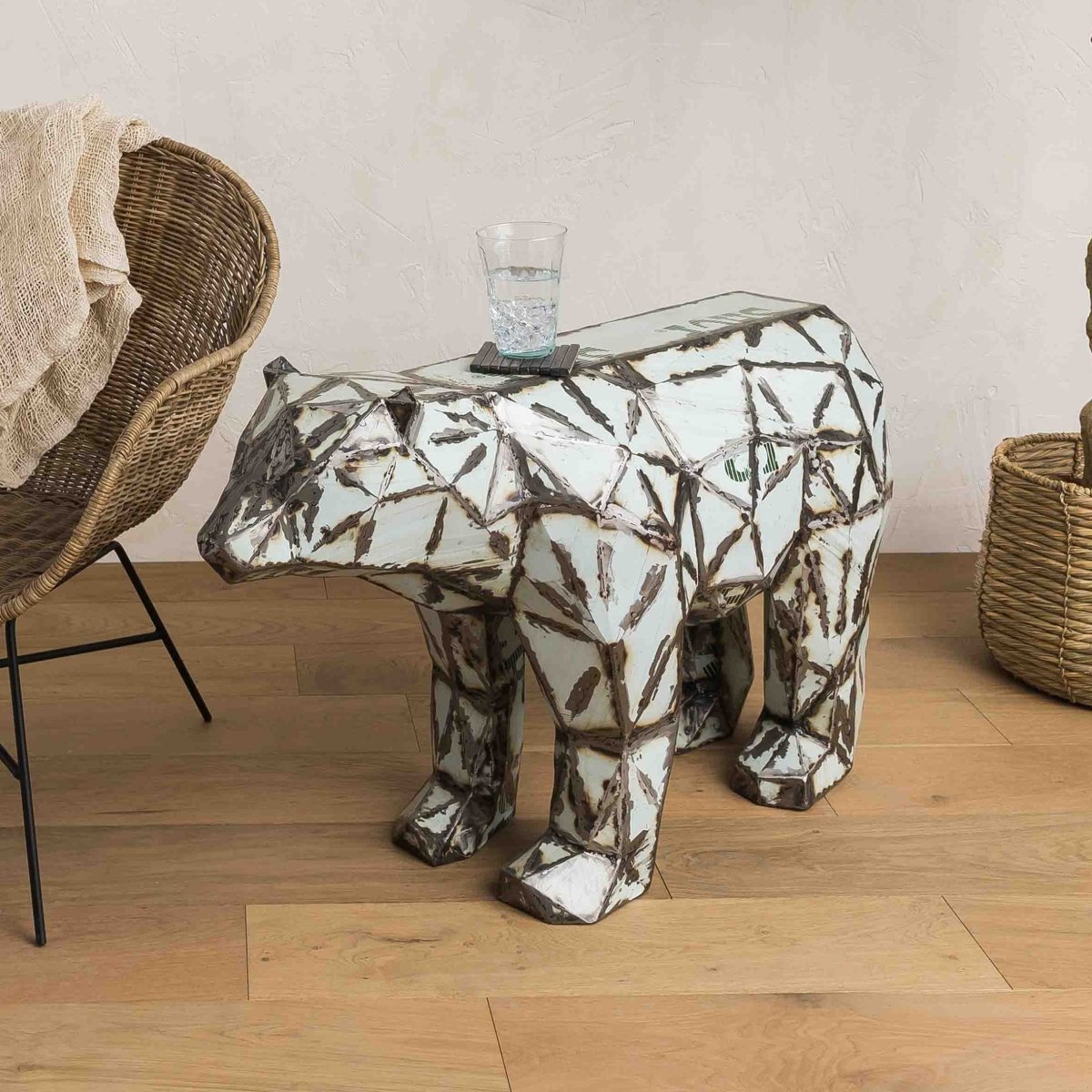 texxture Oscar™ Recycled Metal Polar Bear Sculpture & Coffee Table