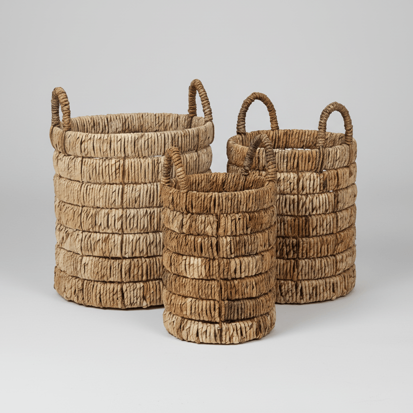 texxture Palmetto™ Banana Bark Storage Baskets - Set of 3 Nesting Organizers