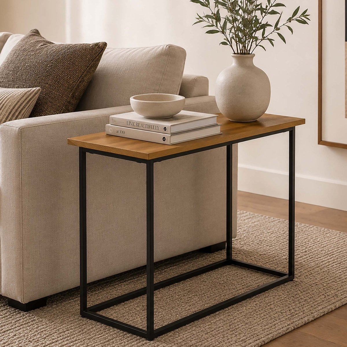 texxture Pietra Modern Industrial Side Table, 12x24"