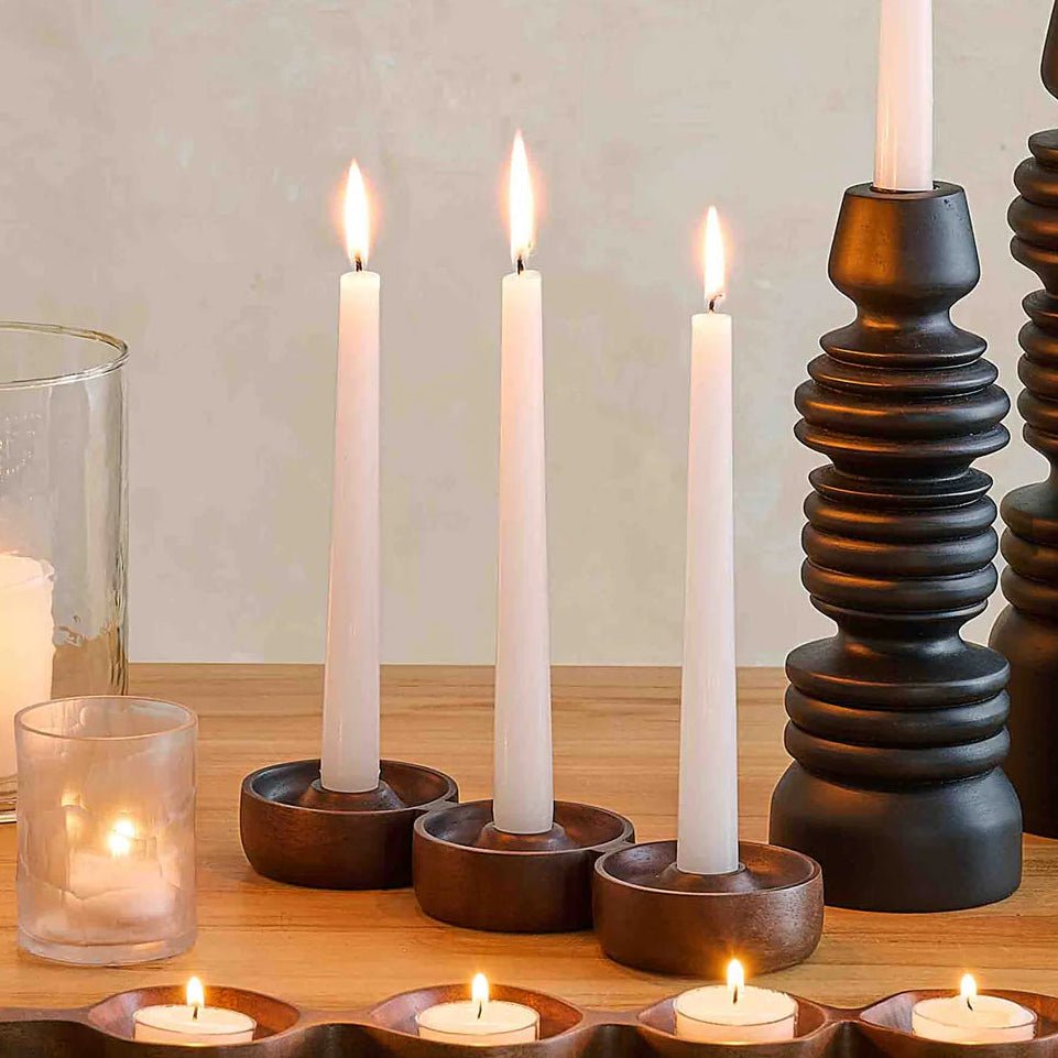 texxture Serra™ Mango Wood Trio Taper Candle Holder