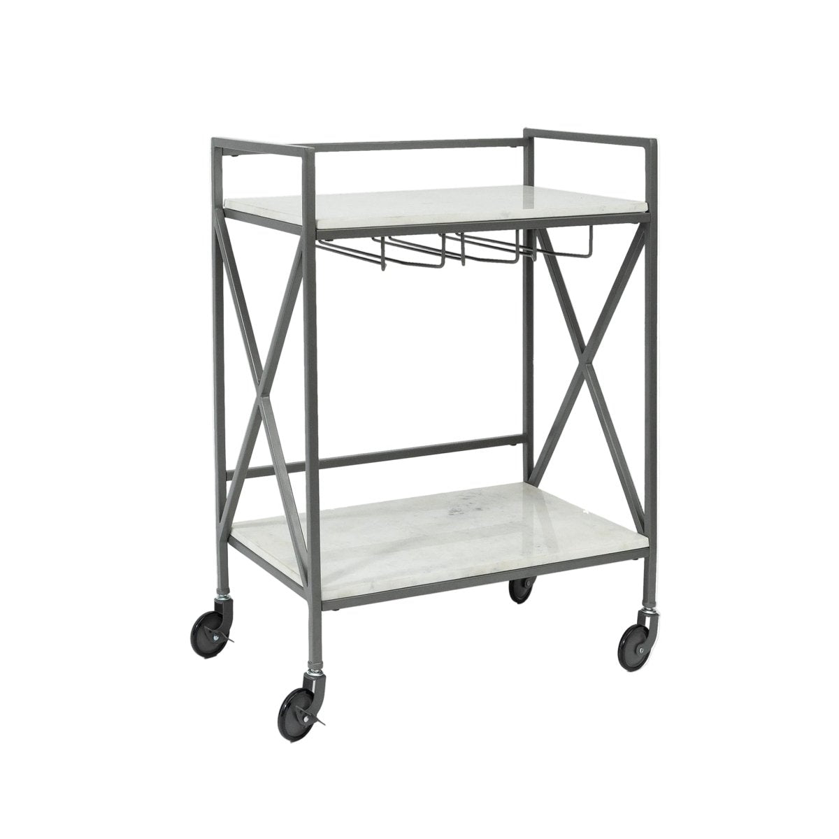 texxture Sinatra™ Marble & Iron Bar Cart - Luxury Rolling Drinks Trolley