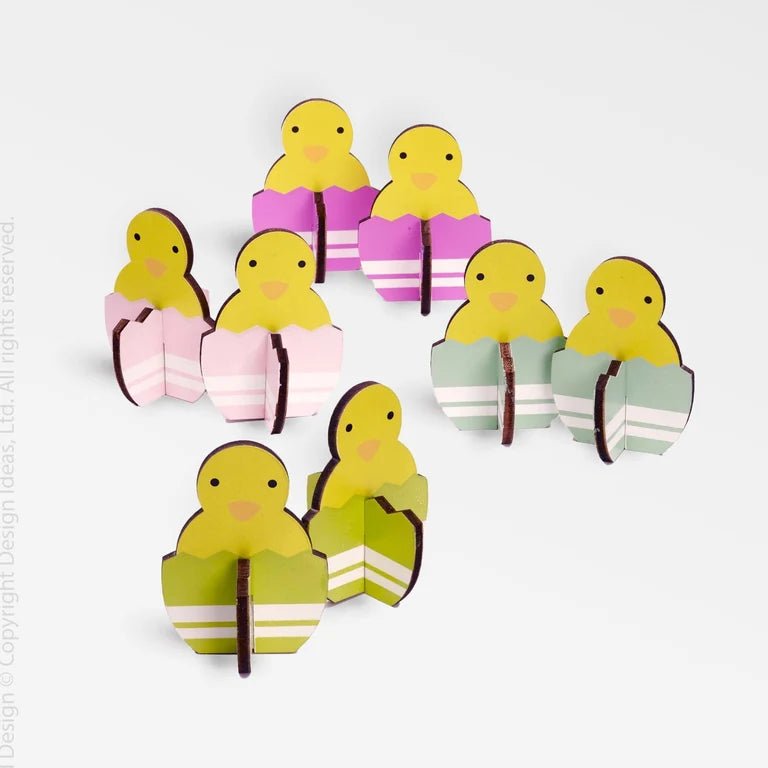 texxture Springchick™ Laser-Cut Wood Decorations, Set of 8