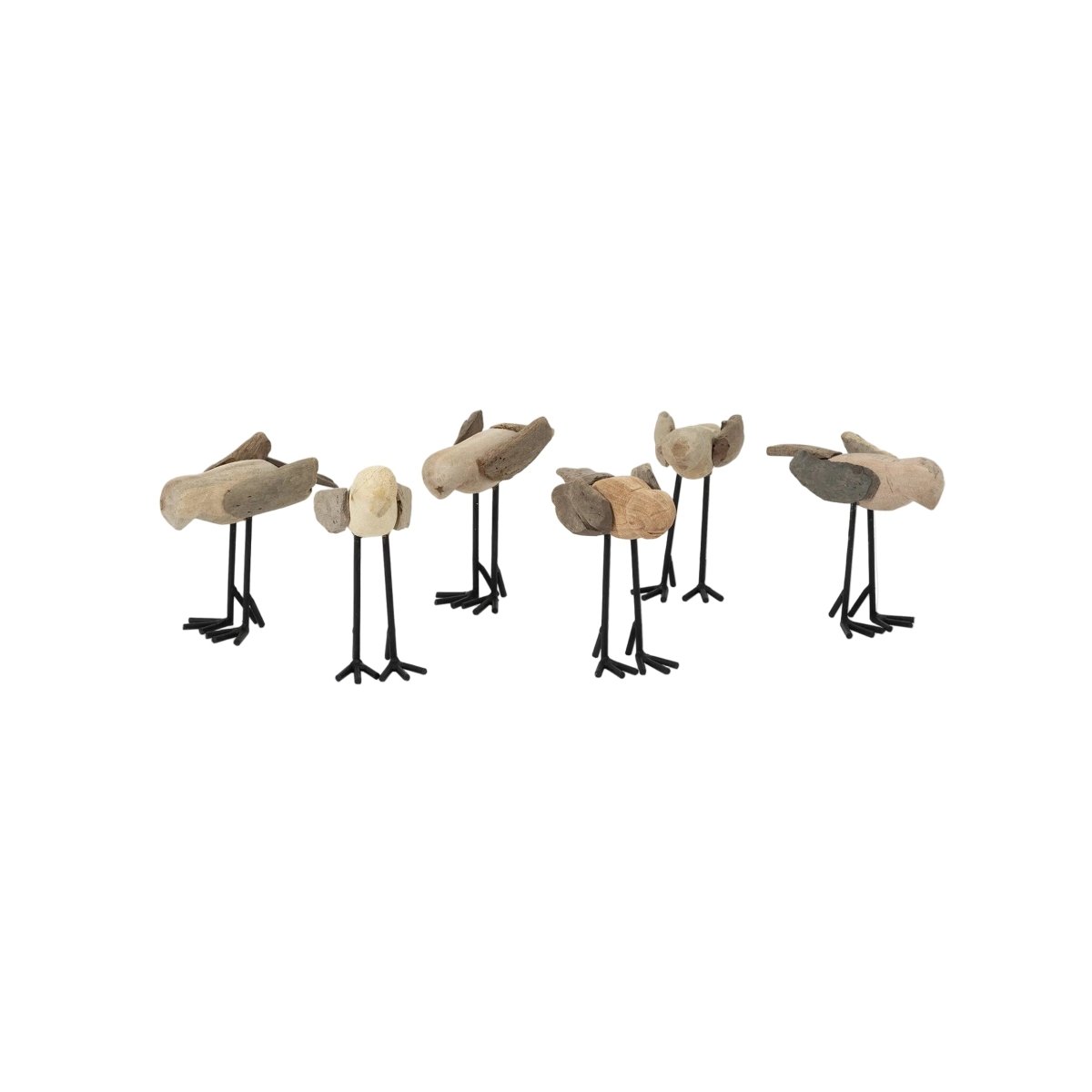 texxture Walden™ Hand - Carved Wood Bird Sculptures - Set of 6 Decorative Birds