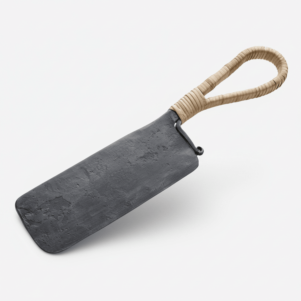 texxture Yotora™ Hand Forged Iron Cheese Cleaver with Rattan Handle
