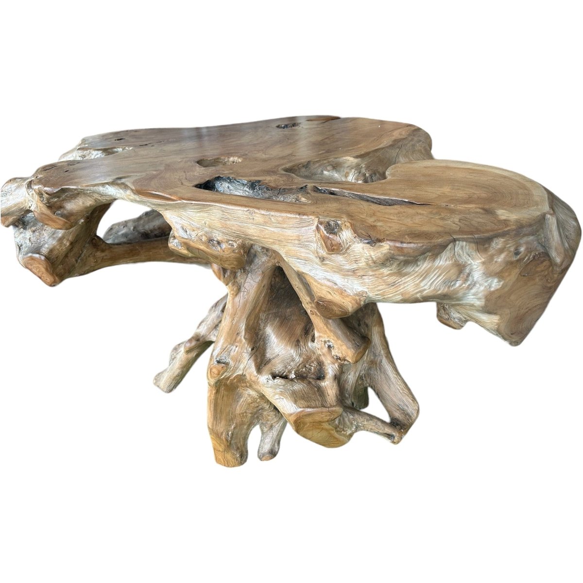 The Broward Design Center Organic Teak Root Console Table | Natural Live Edge, Handcrafted Statement Piece
