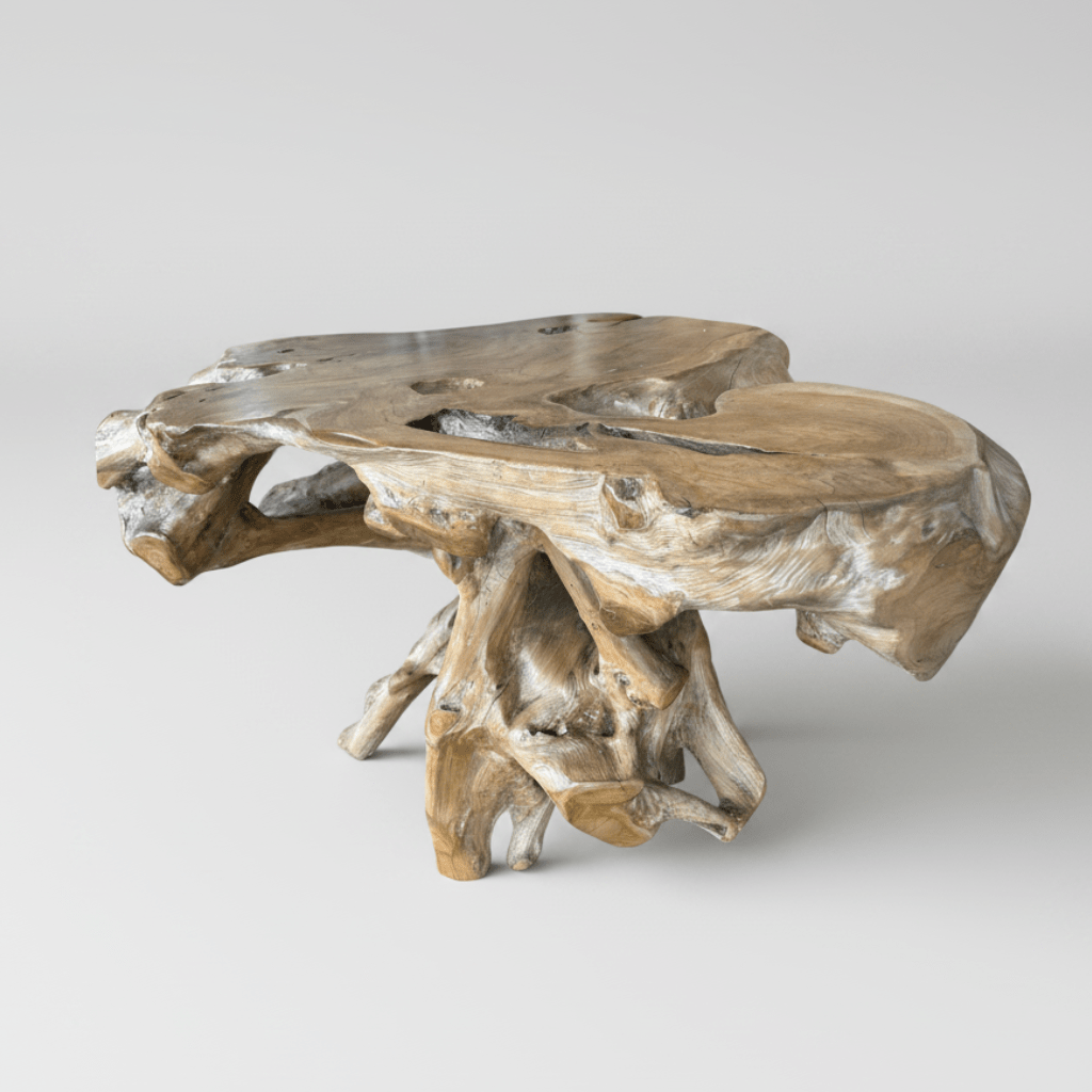 The Broward Design Center Organic Teak Root Console Table | Natural Live Edge, Handcrafted Statement Piece