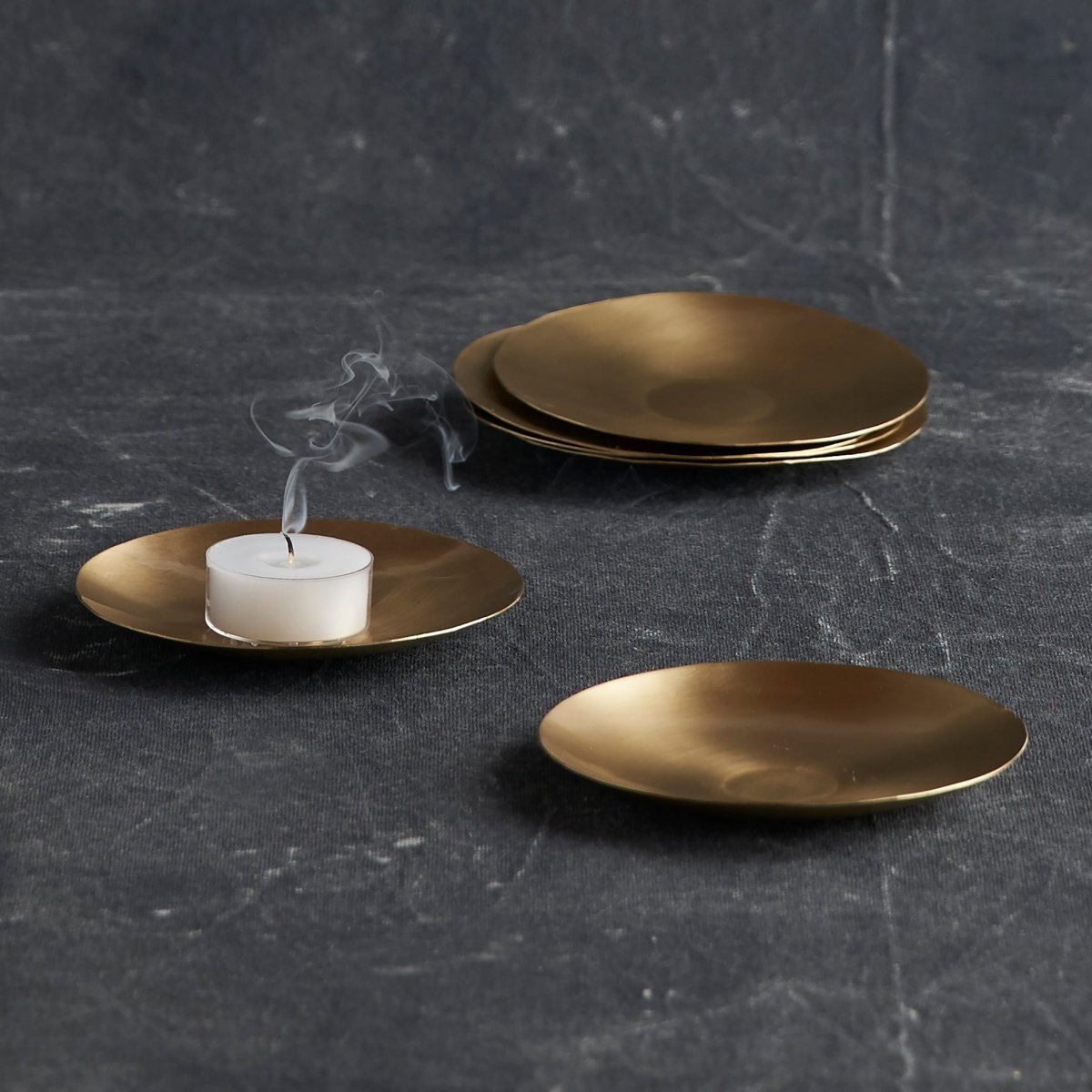 The Collective Artisan Brass Plates Extra Small - Set of 6 | Handcrafted Lead - Free Brass Appetizer Plates