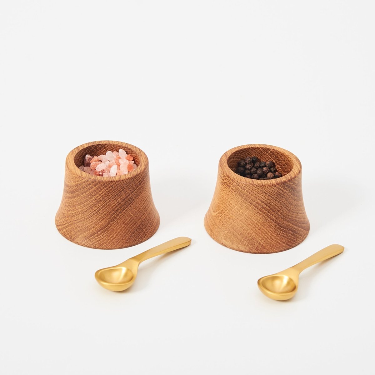 The Collective Belfort French Oak Pinch Bowls with Brass Spoons – Set of 2
