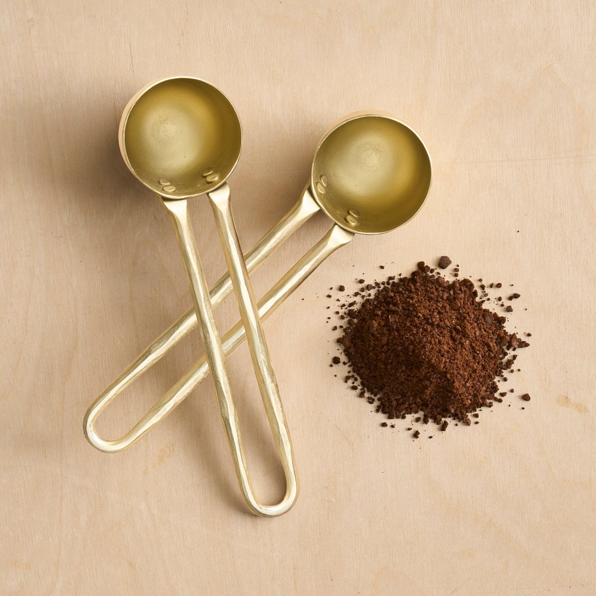 The Collective Forge Brass Coffee Scoops, Set of 2 | Hand - Forged Stainless Steel with Brass Finish