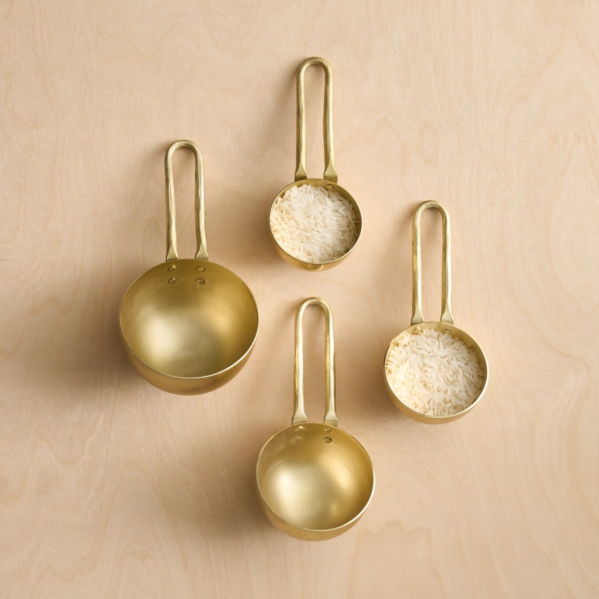 The Collective Forge Brass Measuring Scoops - Set of 4 | Hand - Forged Stainless Steel Measuring Cups