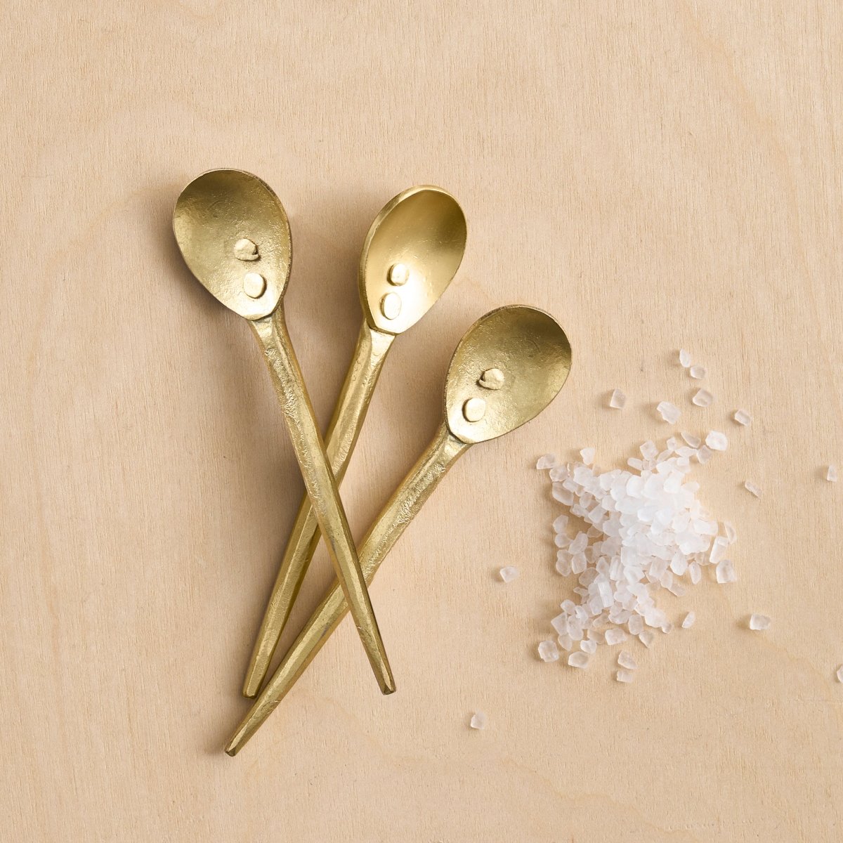 The Collective Forge Brass Mini Spoons – Set of 3 | Hand - Forged Stainless Steel Serving Spoons