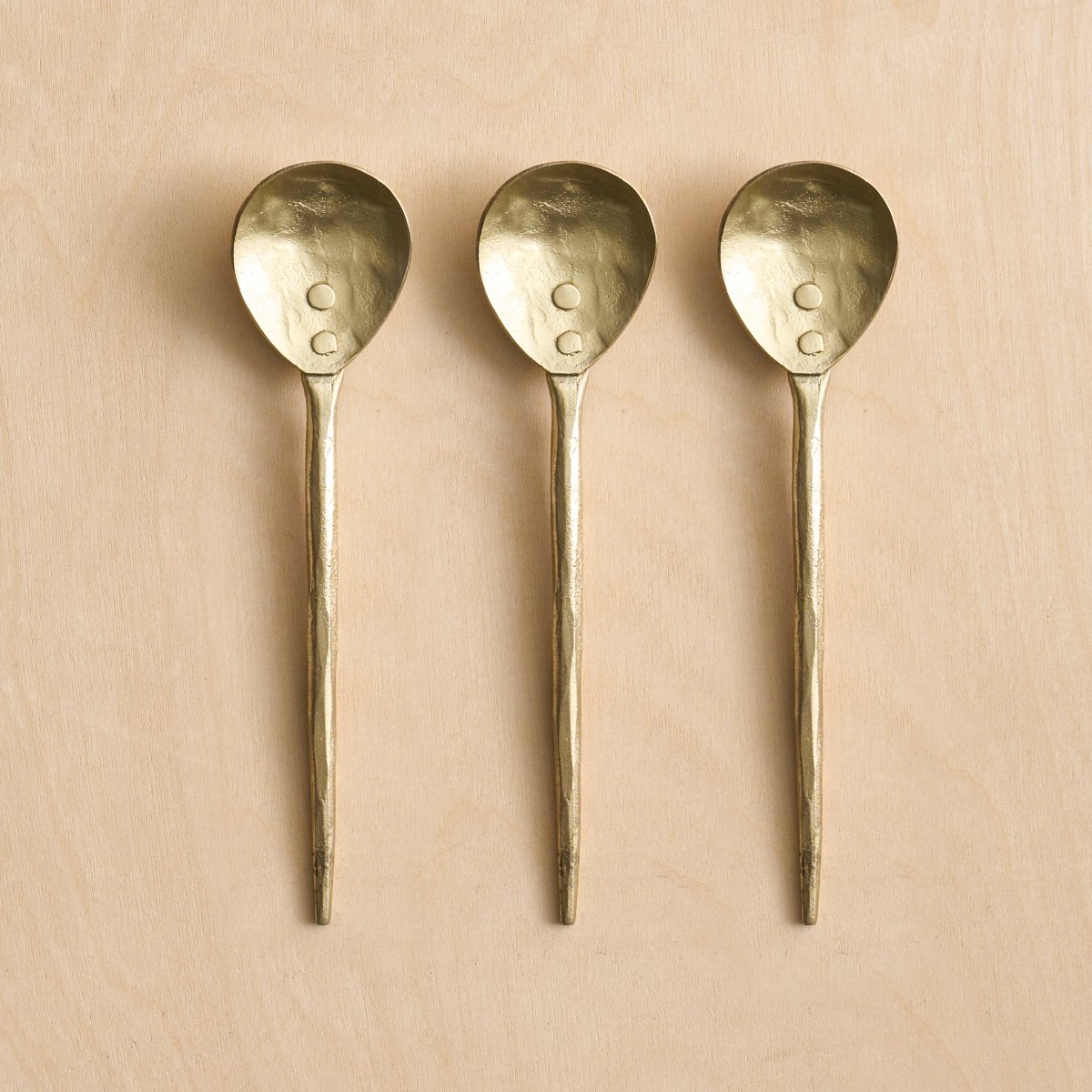 The Collective Forge Brass Small Spoons – Set of 3 | Hand - Forged Stainless Steel Serving Spoons