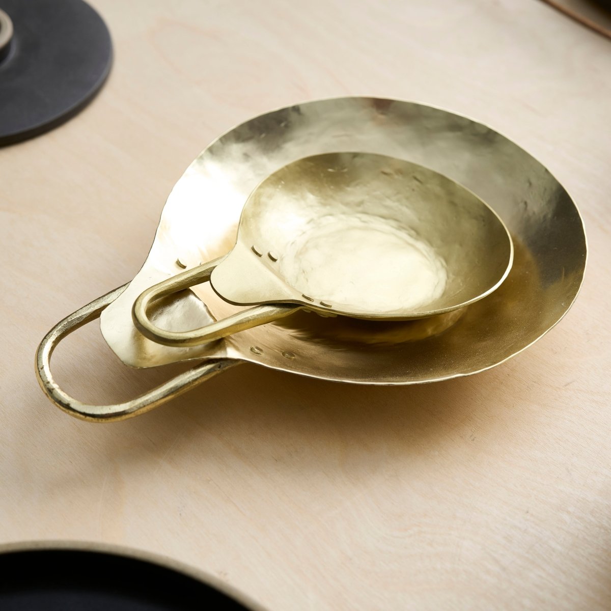 The Collective Forge Brass Spoon Rests - Set of 2 | Hammered Stainless Steel Nesting Spoon Rests