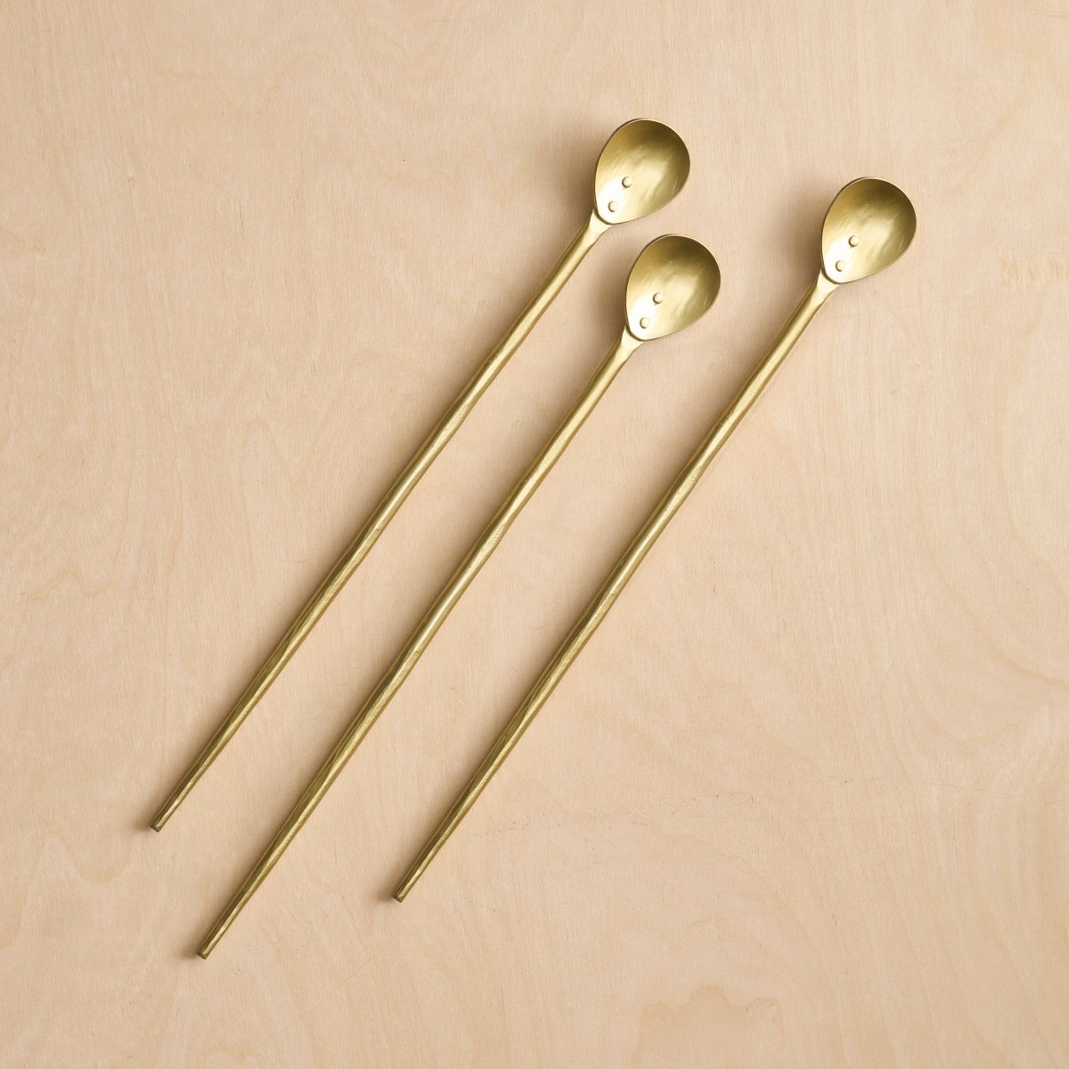The Collective Forge Brass Tasting Spoons - Set of 3 | Hand - Forged Stainless Steel Tasting Spoons